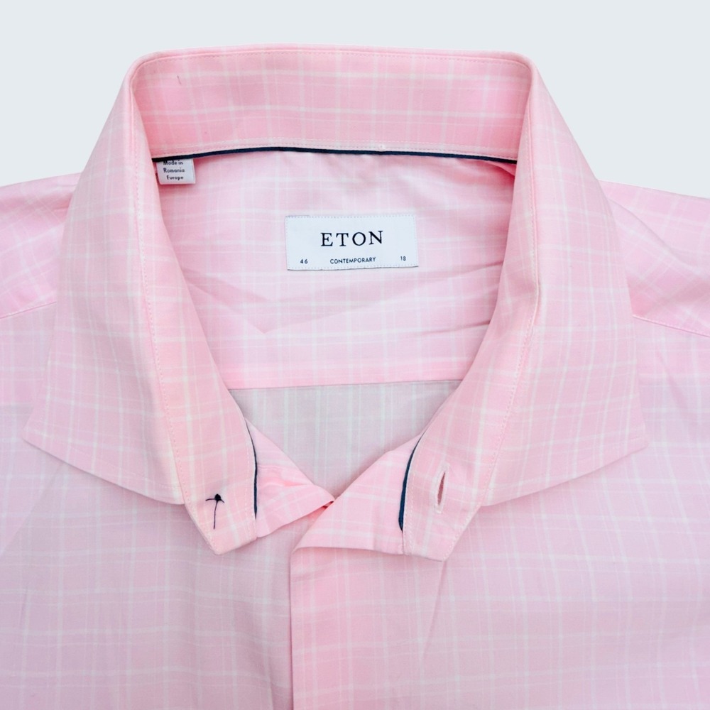Eton Contemporary Fit Twill Dress Shirt Mens‎ XXL 18 (46) Pink Long Sleeve $270